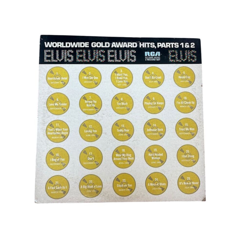 Elvis Presley Worldwide Gold Award Hits Parts 1‎ & 2 Double LP RCA Victor